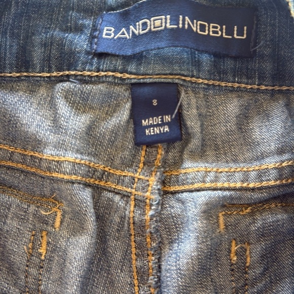 Bandalino Cropped Capri Jeans Tie Hems Stretch Cotton Embroidered Pockets Sz 8 - Picture 4 of 9